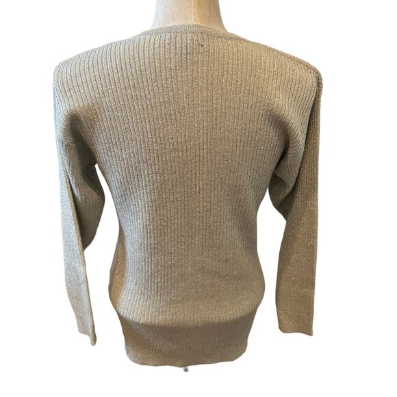 Charter Club metallic silver ribbed crewneck sweater M - Picture 5 of 6